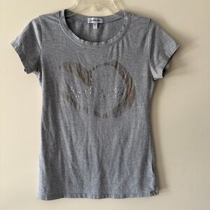 bebe Gray Embellished Short Sleeve Tee